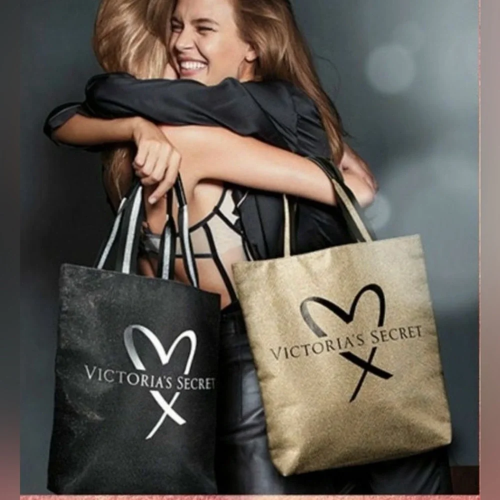 Victoria's Secret Black and Silver Sparkly Tote